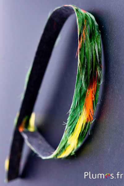 Ruban pour chapeau - 68 x 2.5 cm - vert-jaune-orange